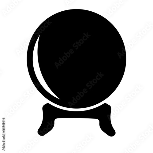 A large spirit ball symbol in the center. Isolated black symbol
