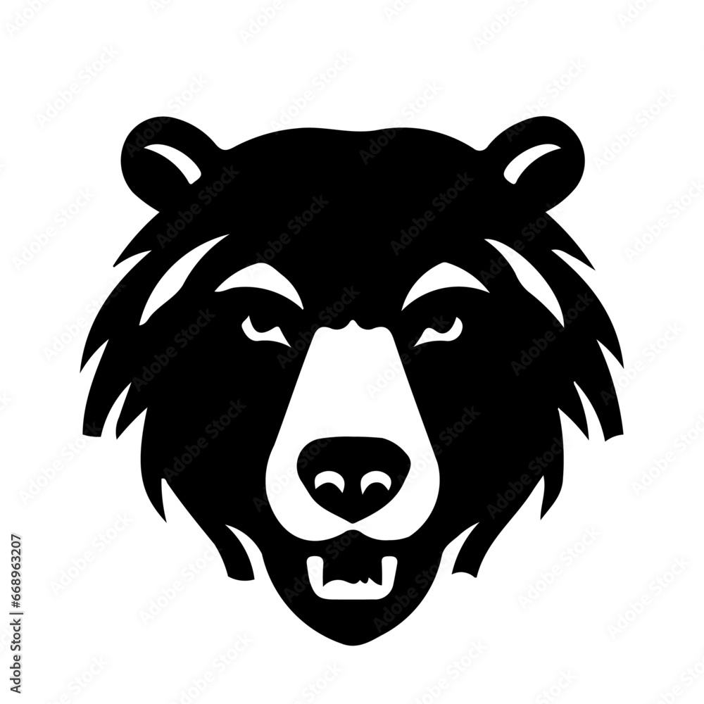 A large bear head symbol in the center. Isolated black symbol