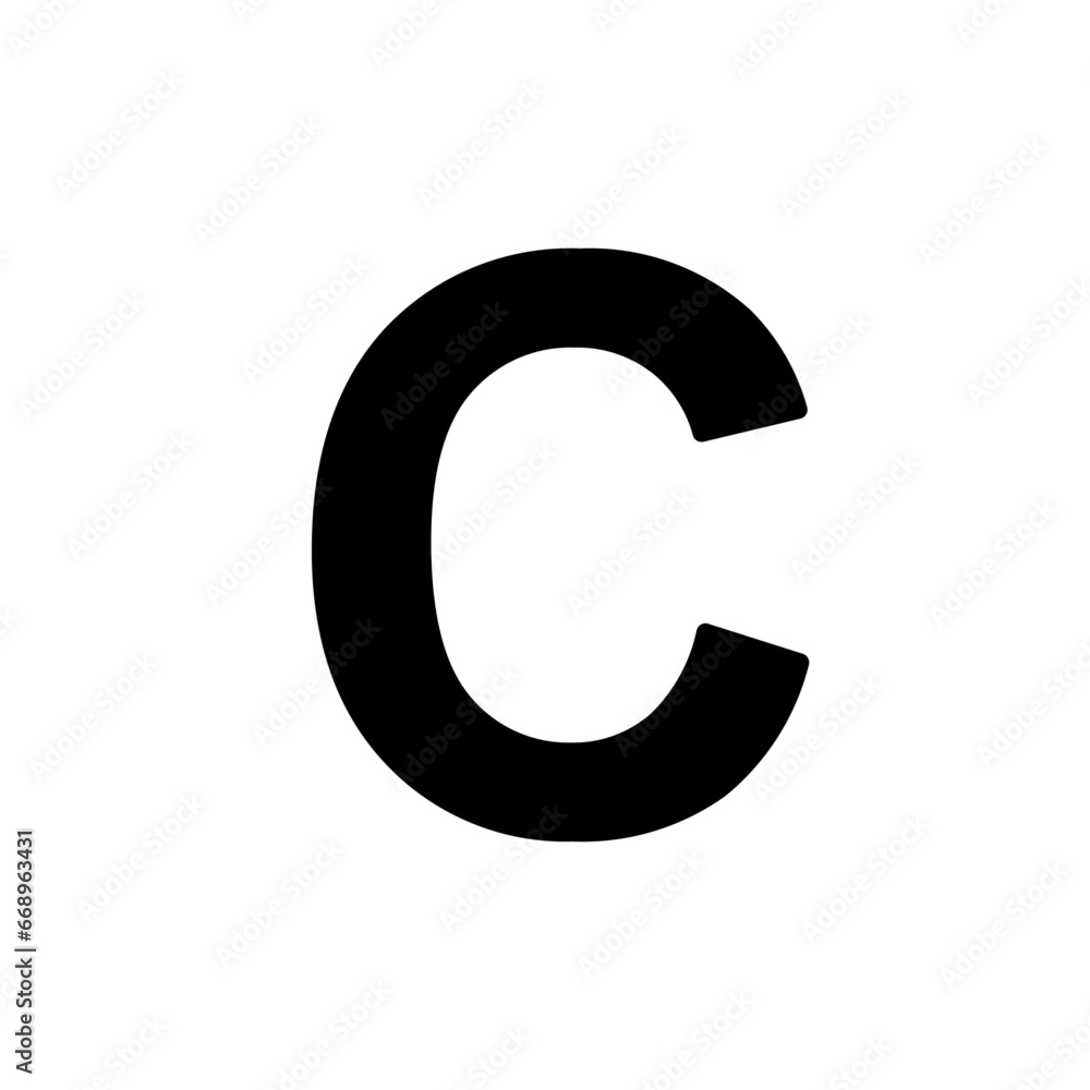 A large capital letter C symbol in the center. Isolated black symbol. Vector illustration on white background A large capital letter C symbol in the center. Isolated black symbol. Vector illustration on white background