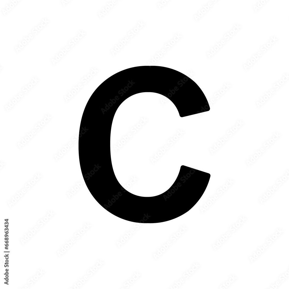 A large capital letter C symbol in the center. Isolated black symbol. Illustration on transparent background A large capital letter C symbol in the center. Isolated black symbol. Illustration on transparent background