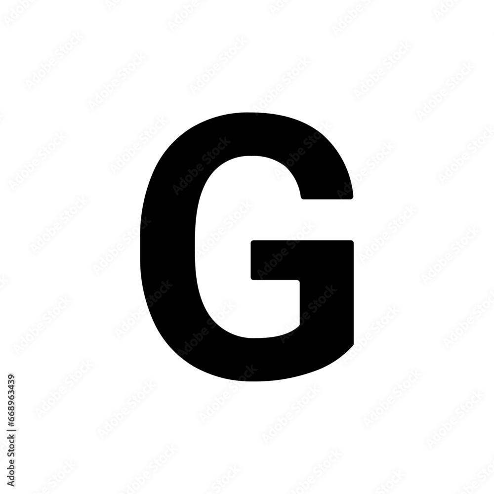 A large capital letter G symbol in the center. Isolated black symbol. Vector illustration on white background A large capital letter G symbol in the center. Isolated black symbol. Vector illustration on white background