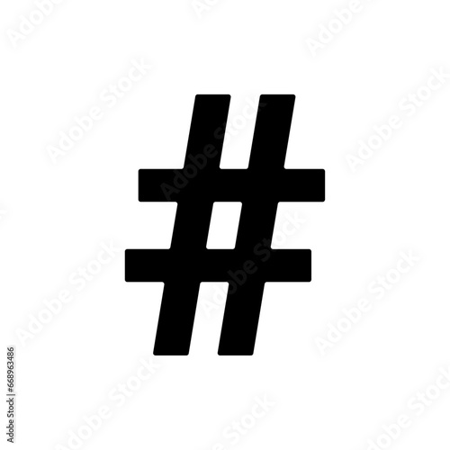 A large hash symbol in the center. Isolated black symbol. Vector illustration on white background