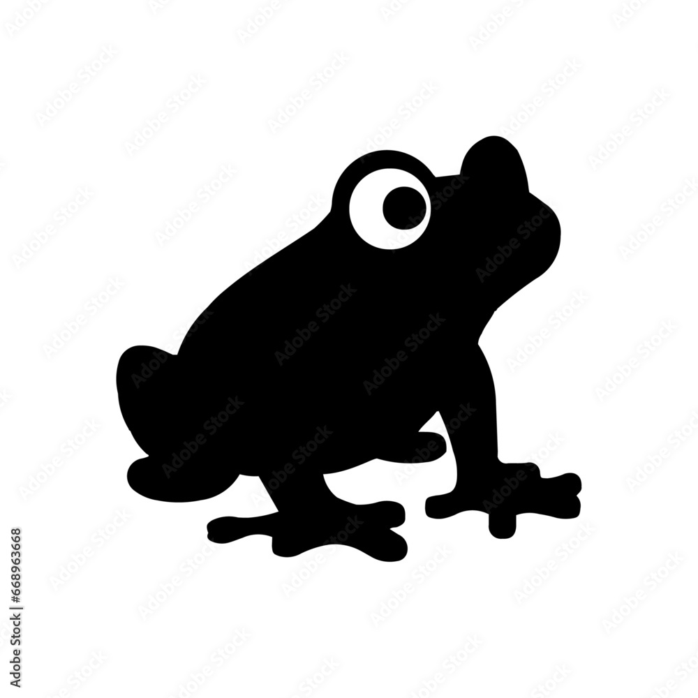 Fototapeta premium A large frog symbol in the center. Isolated black symbol. Vector illustration on white background