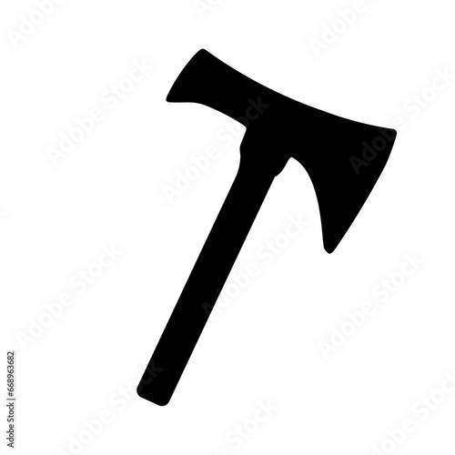 A large axe symbol in the center. Isolated black symbol. Vector illustration on white background