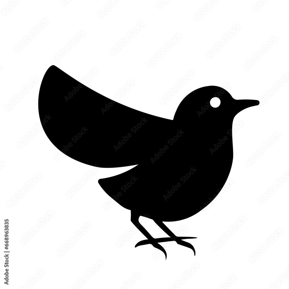 A large bird symbol in the center. Isolated black symbol. Vector illustration on white background A large bird symbol in the center. Isolated black symbol. Vector illustration on white background
