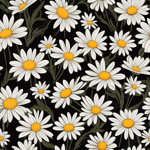 Seamless daisy pattern for wallpaper mural © Esila