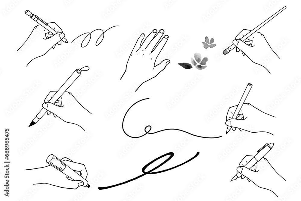 書く手・描く手(線画のみ) 書く手・描く手(線画のみ)