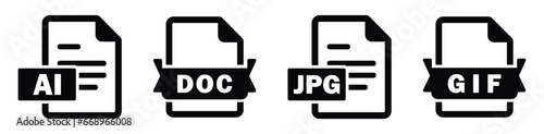 Set of AI,JPG, DOC, GIF icons, Document icons