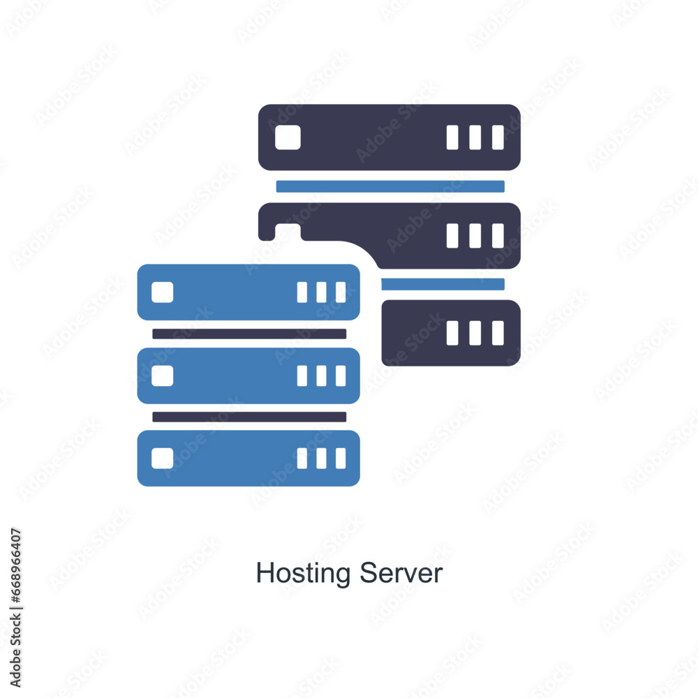 Hosting Server and Big data icon concept Hosting Server and Big data icon concept
