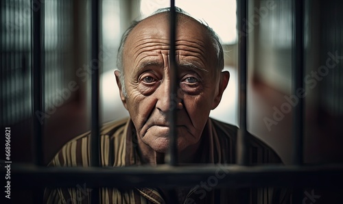 Photo of a man in a jail cell staring directly at the camera