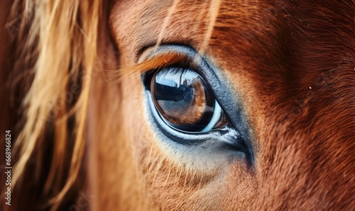 Photo of a mesmerizing close-up of a brown horse s enchanting eye