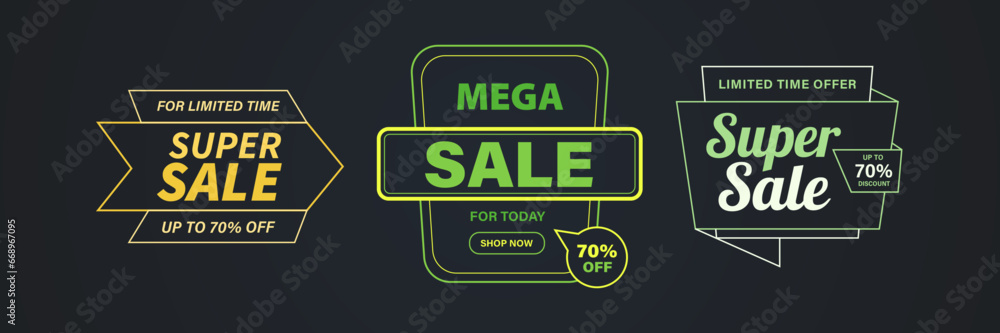 Vector Big Sale Discount Promotions Button Set. Vector Big Sale Discount Promotions Button Set.