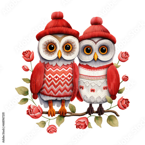 watercolor valentine couple owl clipart