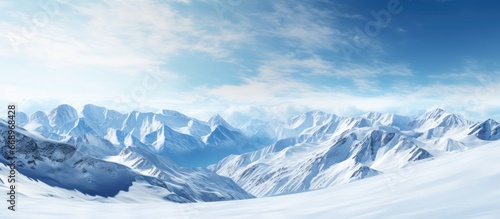 Snow covered mountains and hills with a majestic view