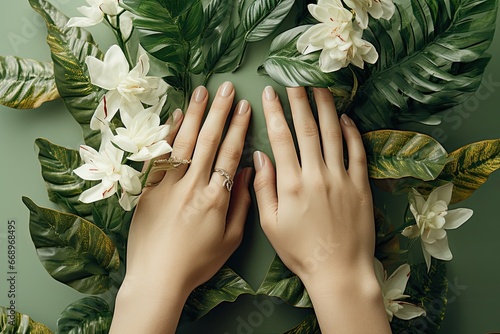 Hands with artificial or natural manicure 