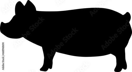 The pig outline art for animal or food concept