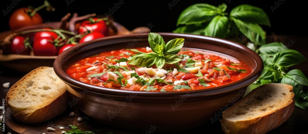 Italian tomato soup with beans Professional photo Italian tomato soup with beans Professional photo