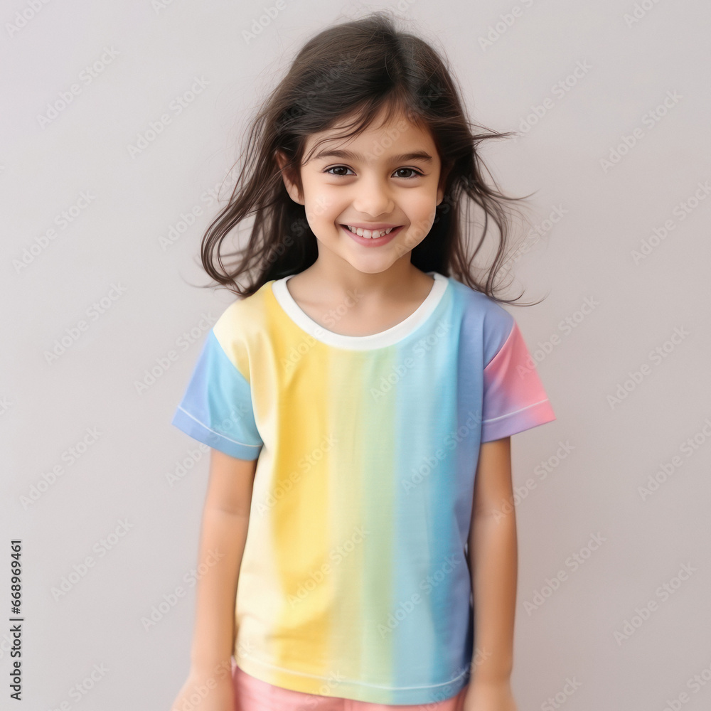 Cute indian little girl standing on white background. Cute indian little girl standing on white background.