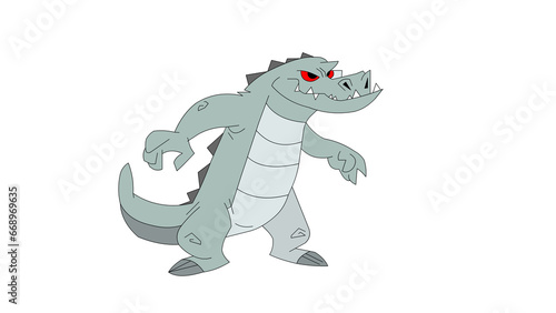 Angry dragon cartoon isolated on white