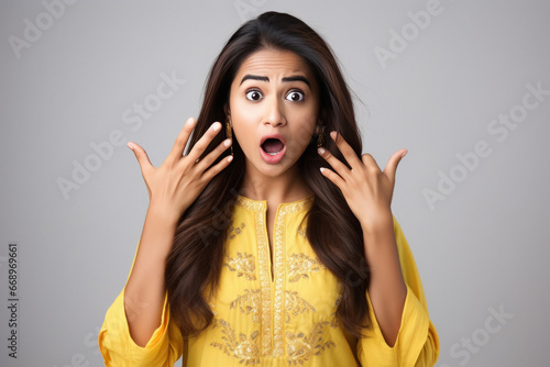 Indian woman giving shocking expression