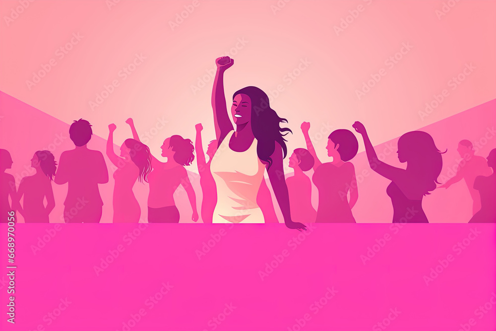 Obraz premium Feminism fists, protest and revolution, feminists fight, woman rights union, female power and solidarity