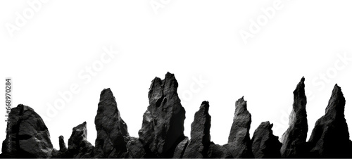 black silhouette of rock photography isolated on transparent background generative ai
