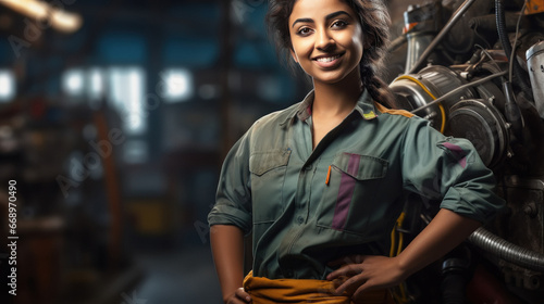 Young woman smiling at workplace