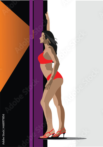 Woman in bikini. Vector illustration