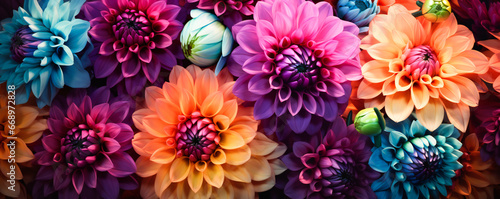 A group of colorful Dahlia flowers in the garden © Adrian Grosu