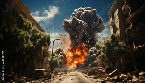 High-res photorealistic bomb explosion.generative ai
