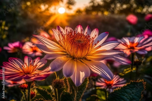 sunset over the flower field © Jamini