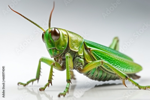 Green grasshopper on white background © shehbaz