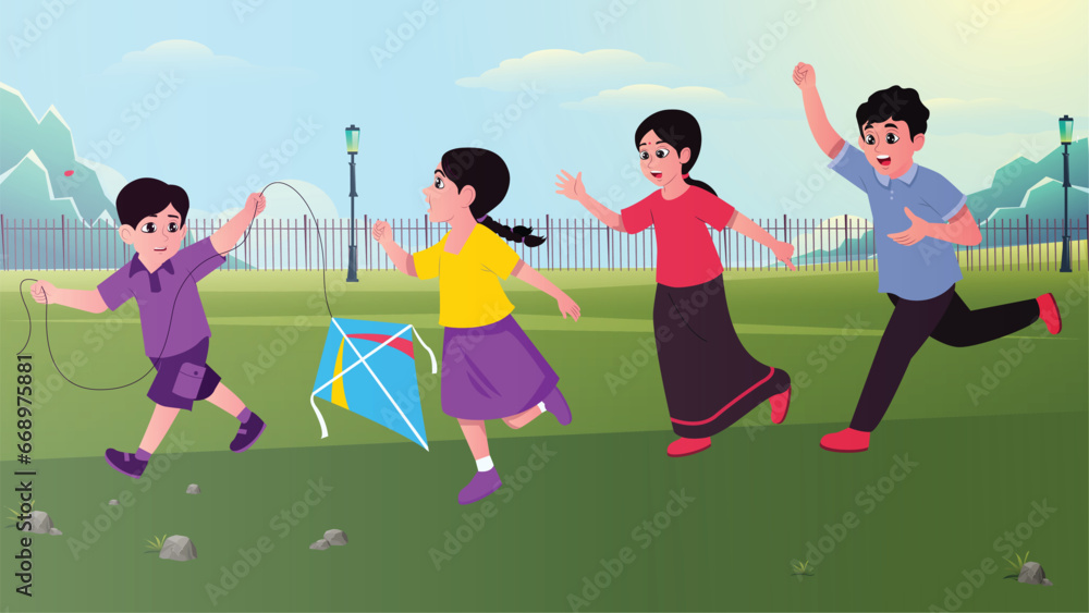 Obraz premium children playing soccer