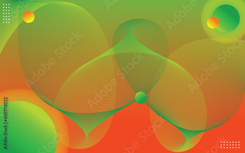 Colorful geometric background. The background design is liquid green, yellow and orange with a hint of pastel. The composition of the liquid forms various colors. Vector illustration