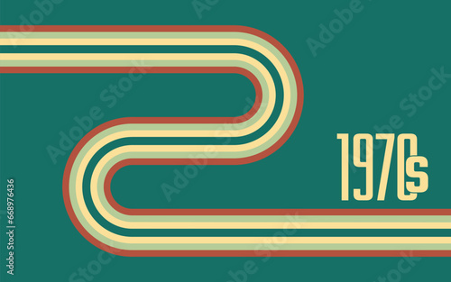 Abstract Colorful Retro Vintage Background Tosca Green Color. 1970s Retro Style With Line Vector Illustration
