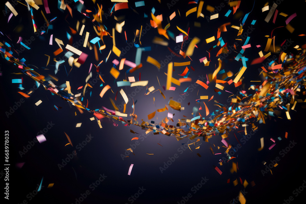 confetti and streamers falling at the stroke of midnight confetti and streamers falling at the stroke of midnight