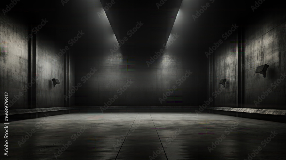 Beautiful Original black background image of a full empty space and white neon lights