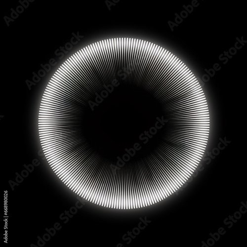 Minimalistic Abstraction: Generative Art with Dark Circle, White Lines, Rim Light, and Reductionist Form photo