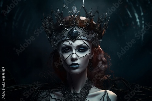 Lilith evil woman face party. Magician satan fantasy lady sexy. Generate Ai photo