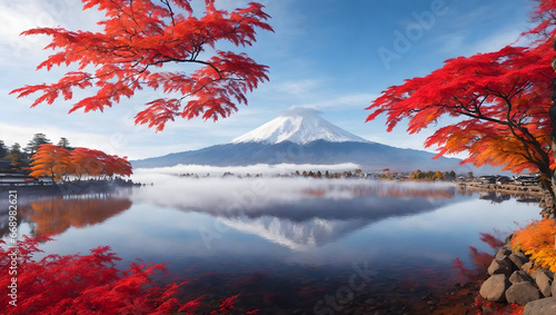 Colorful Autumn Season with Mount Fuji  © noah