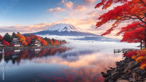 Colorful Autumn Season with Mount Fuji 