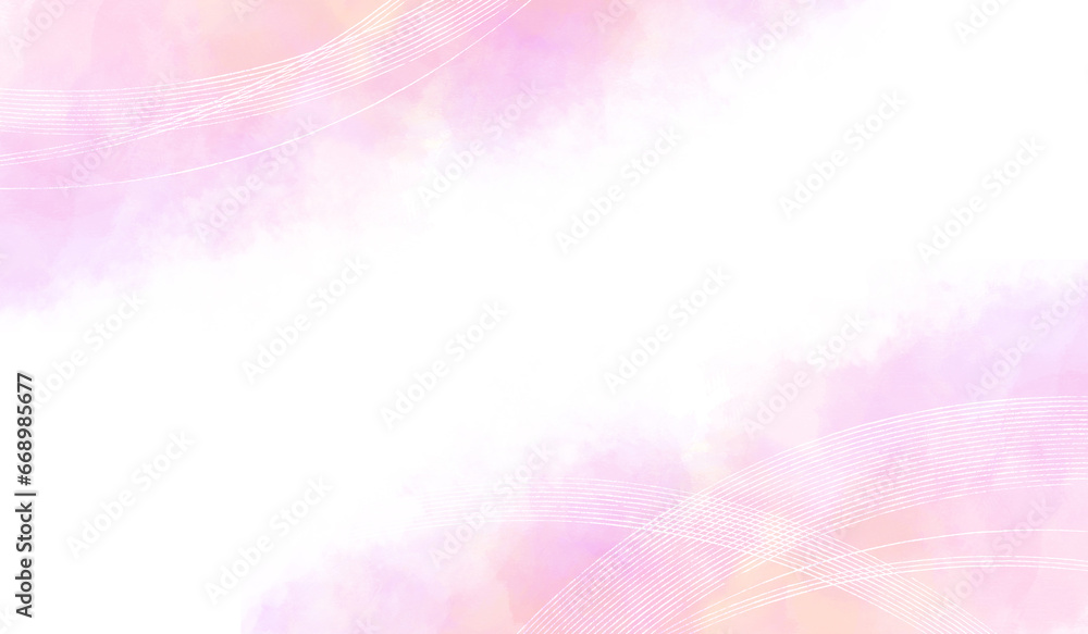ピンクの水彩タッチの背景素材　アブストラクト（白い背景）　