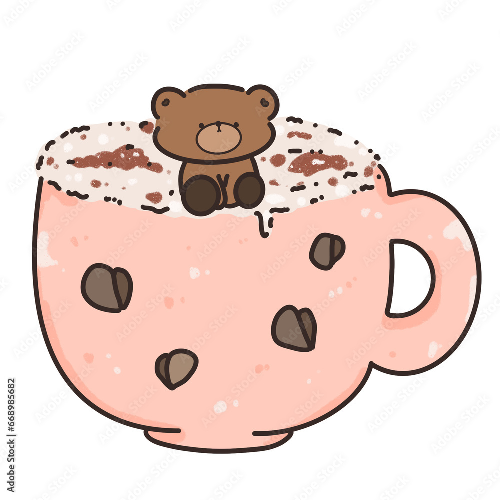 The teddy bear sitting on top of a cup of coffee The teddy bear sitting on top of a cup of coffee