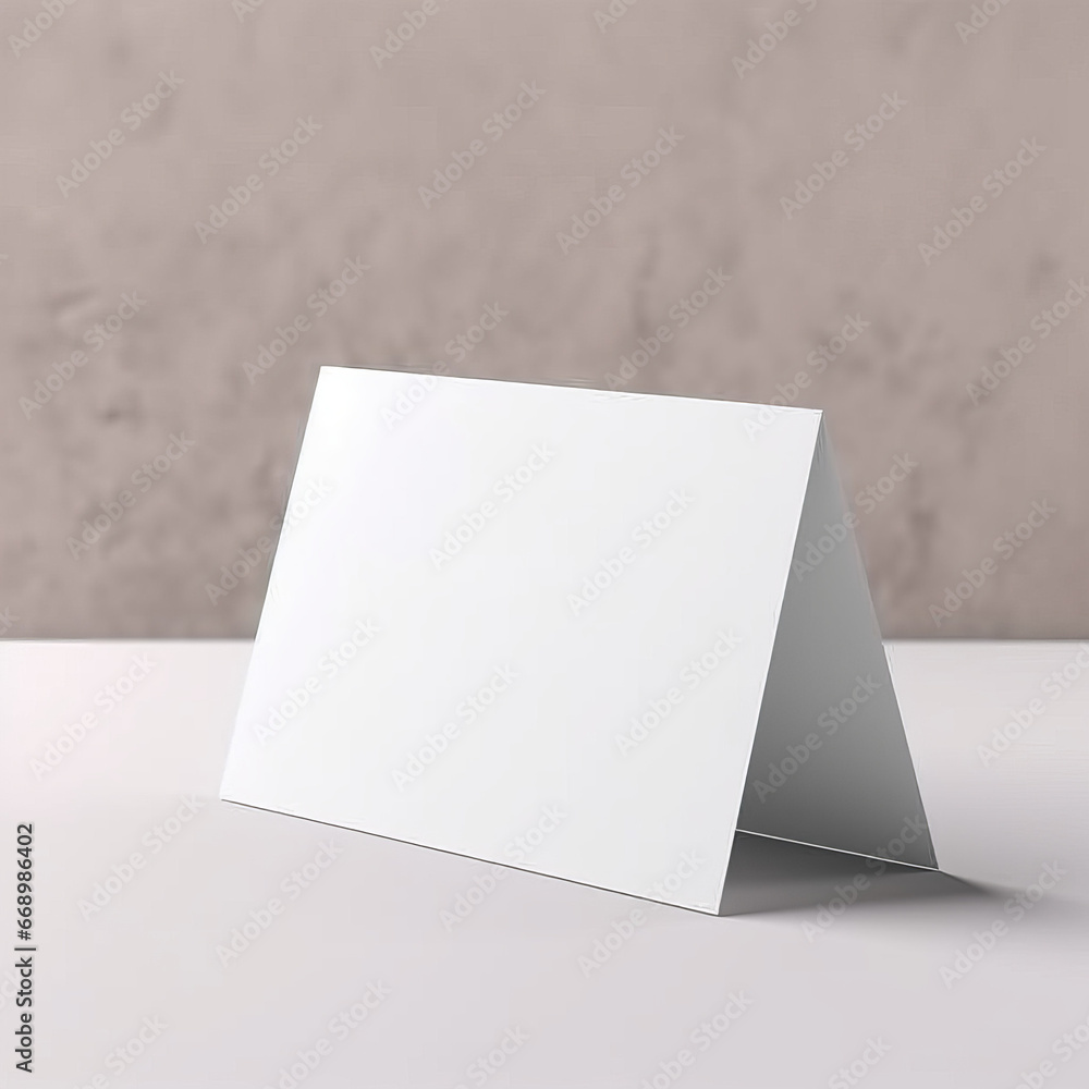 Minimalist Blank Card Mockup on Table with Folded Card on a Neutral Backdrop Minimalist Blank Card Mockup on Table with Folded Card on a Neutral Backdrop