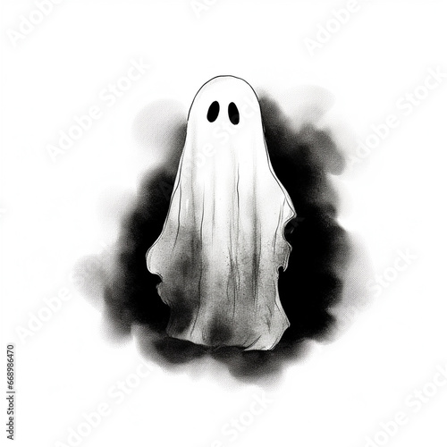 Simple Halloween Ghost Drawing with an Abstract Style