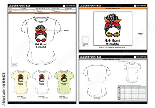  BLACK BLESSED BEAUTIFUL GIRL STREETWEAR VECTOR DIGITAL DTG DTF HEAT TRANSFER STICKER SUBLIMATION PRINT WOMEN GIRLS REGULAR T SHIRT TECHPACK MEASUREMENT LAYOUT TEMPLATE DESIGN