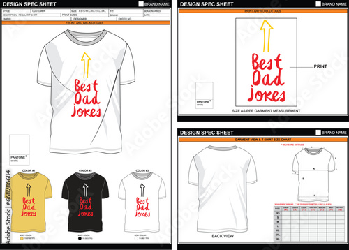 BEST DAD JOKES STREETWEAR VECTOR DIGITAL DTG DTF HEAT TRANSFER STICKER SUBLIMATION PRINT MEN BOYS REGULAR T SHIRT TECHPACK MEASUREMENT LAYOUT TEMPLATE DESIGN