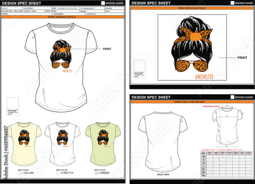 BLACK MOMSTER BEAUTIFUL GIRL STREETWEAR VECTOR DIGITAL DTG DTF HEAT TRANSFER STICKER SUBLIMATION PRINT WOMEN GIRLS REGULAR T SHIRT TECHPACK MEASUREMENT LAYOUT TEMPLATE DESIGN
