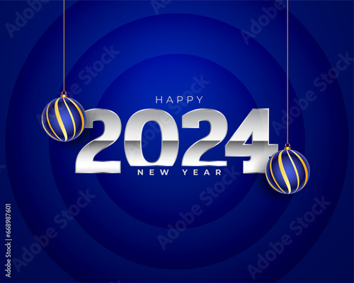 happy new year 2024 holiday background with xmas bauble design