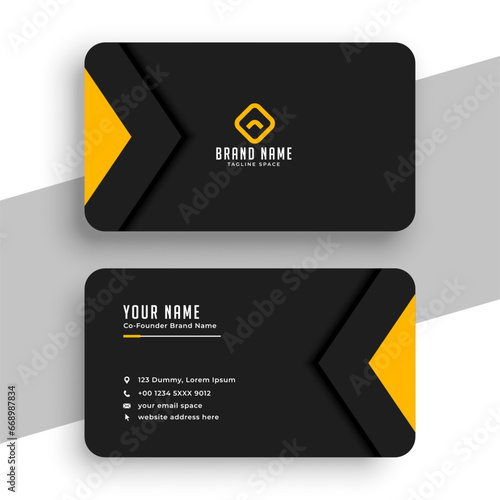 premium dark black business card layout for corporate identity